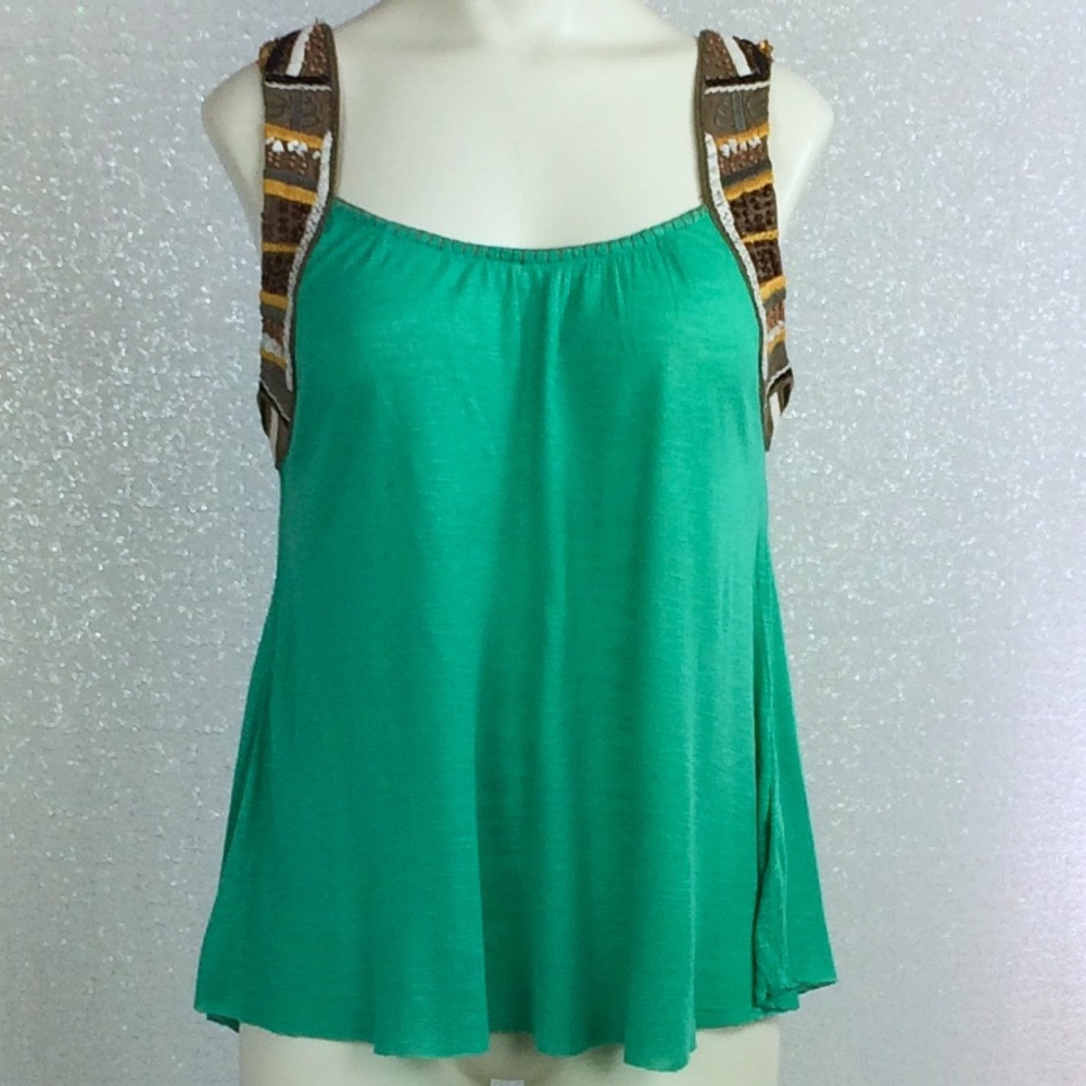 Free People Tank Bead Sleeves Seafoam Green sz XS
